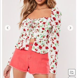 Floral peasant / milkmaid style top